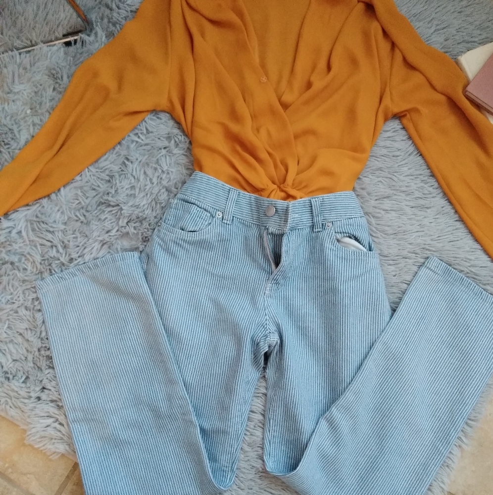 90's style striped jeans